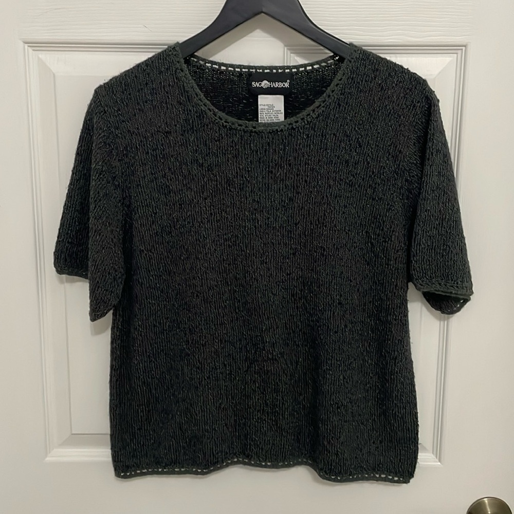 Sag Harbor women’s forest green Short Sleeve Knit Sweater
